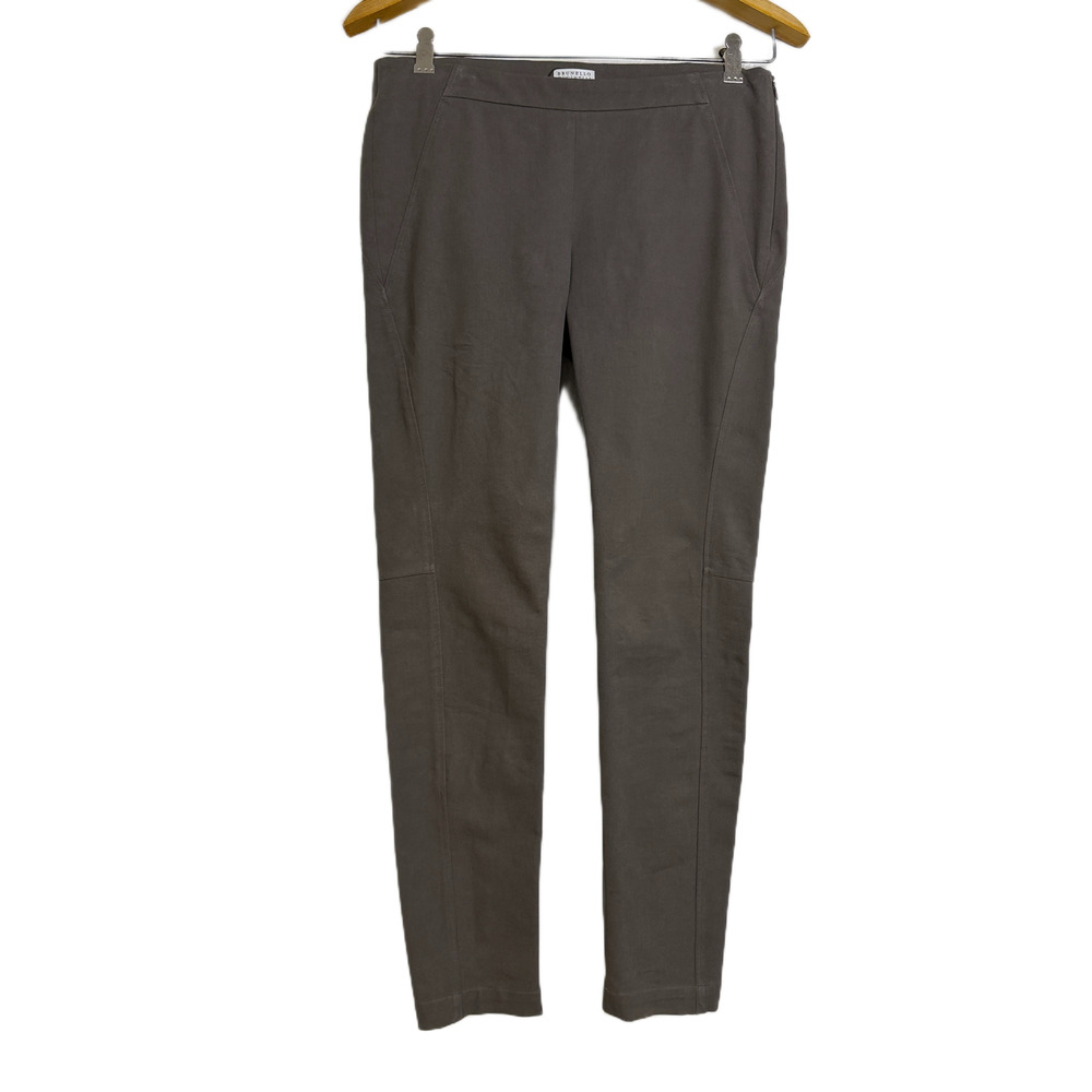 Brunello Cucinelli Slim Fit Pants Womens Size 6 Taupe Skinny Leggings Italy 29"